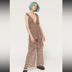 Urban outfitters brown flowy pantsuit